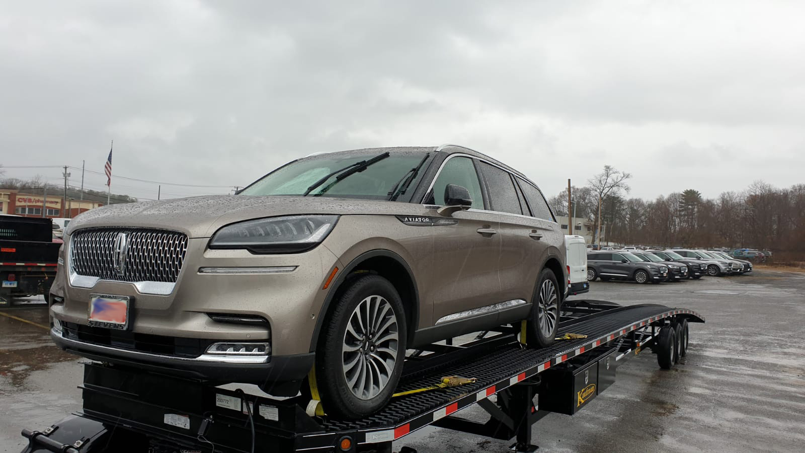 shipping car on the car hauler