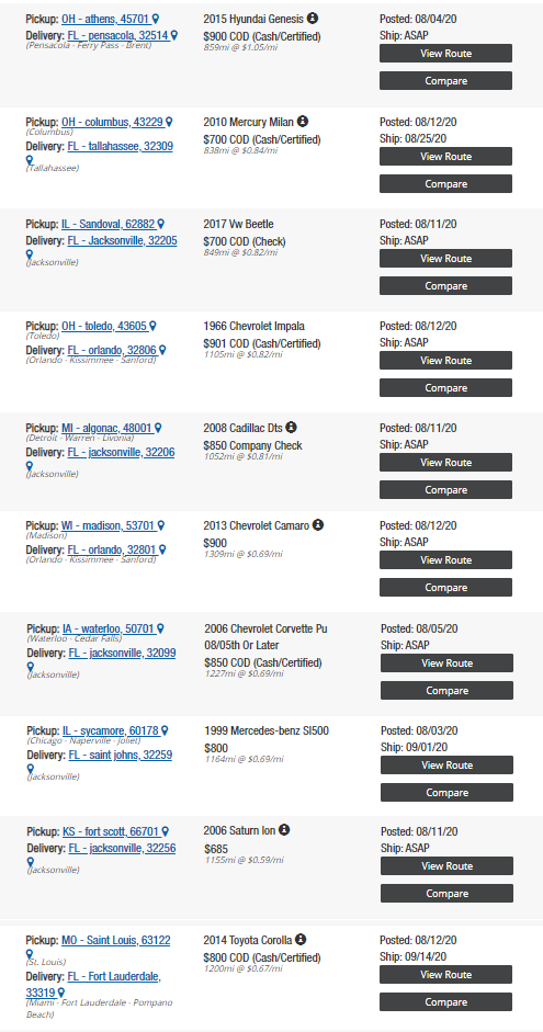 shipping cost from midwest to FL