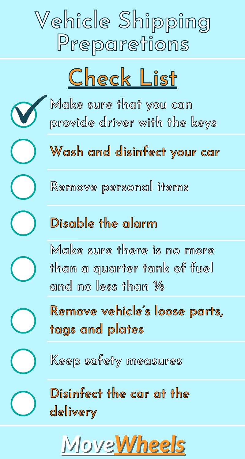 vehicle preparetion before shipping checklist