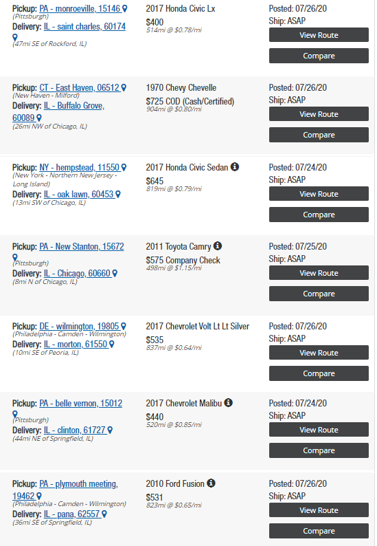 Shipping prices from Northeast to IL