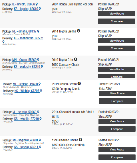 shipping cost from North to KS