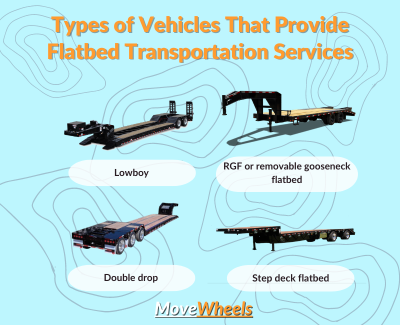 4 types of trucks that provide flatbed car shipping services