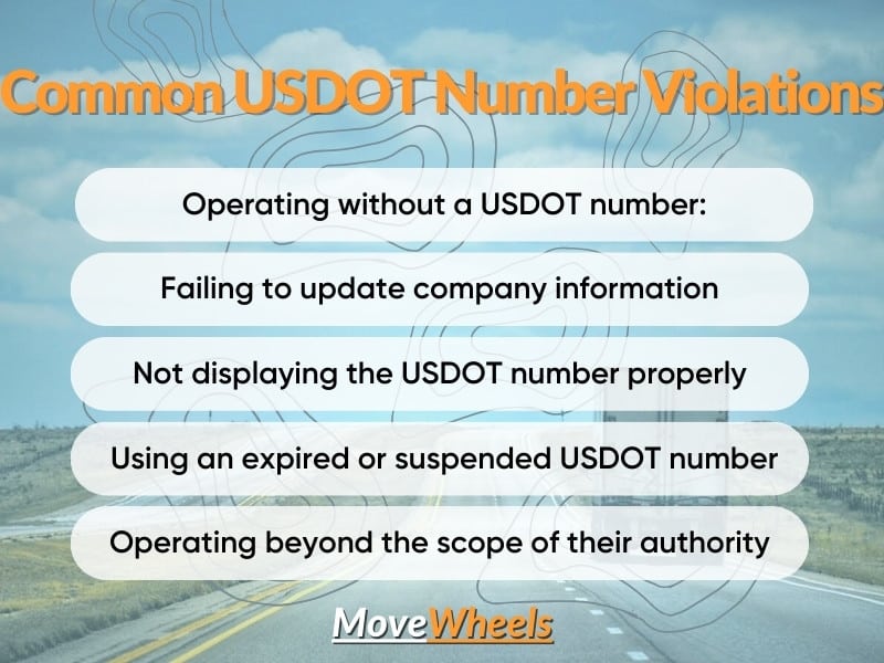 Common violations related to USDOT numbers
