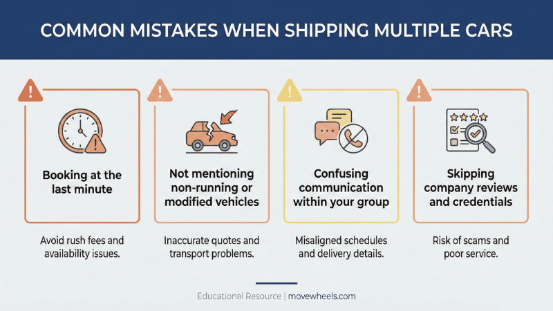 How to Ship Multiple Cars at Once: Family Moves, Small Fleets, and Bulk Discounts 2 Common mistakes when shipping several cars